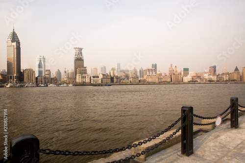 Photography The Bund skyline from across the Huangpu River, Shanghai, China, Asia