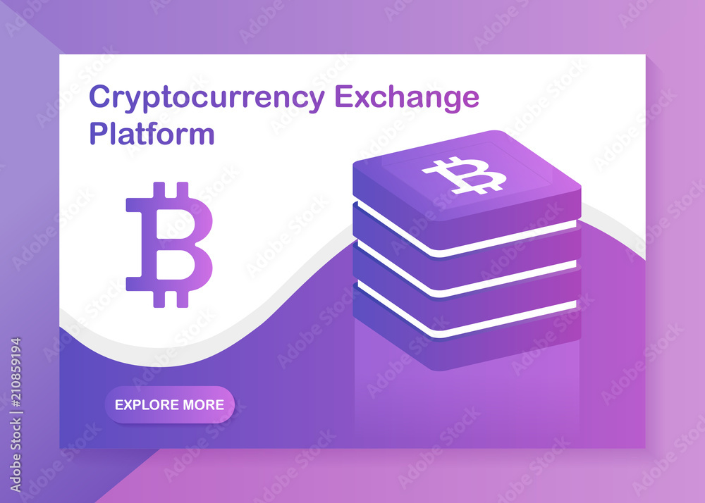 Fototapeta premium Cryptocurrency exchange platform. Modern isometric vector illustration. Web-design. Website