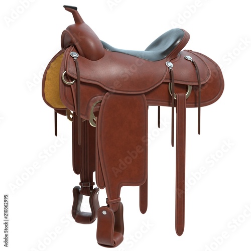 3d illustration of a horse saddle photo