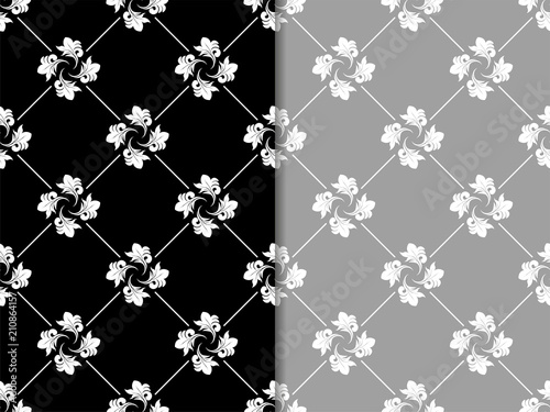 abstract floral seamless pattern with netting and leaves