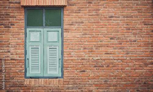 vintage wall with green window