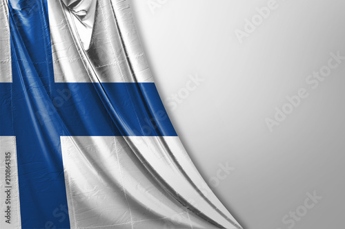 Isolated Finland Flag waving, 3D Realistic Finland Flag Rendered photo