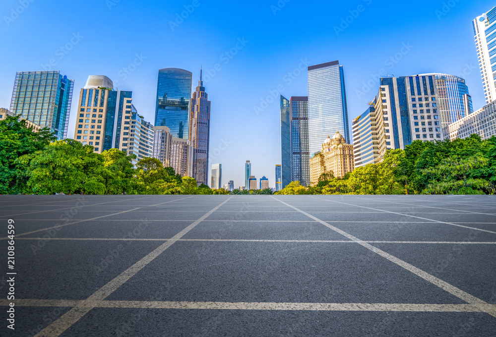 Air highway asphalt road and office building of commercial building in modern city