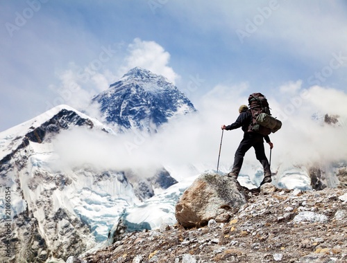 Mount Everest with tourist