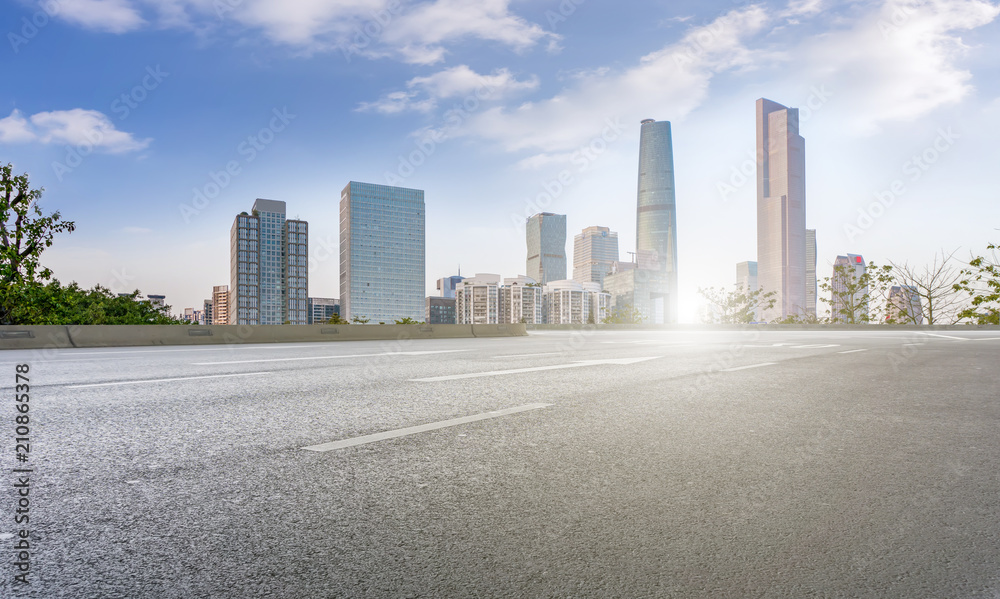 Prospects for expressway, asphalt pavement, city building commercial building, office building Prospects for expressway, asphalt pavement, city building commercial building, office building