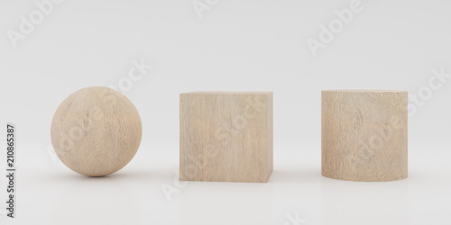 Fototapeta Naklejka Na Ścianę i Meble -  Abstract concept of wooden cubes toy isolated on white background,Wood   textured in geometric shape, 3d rendering.