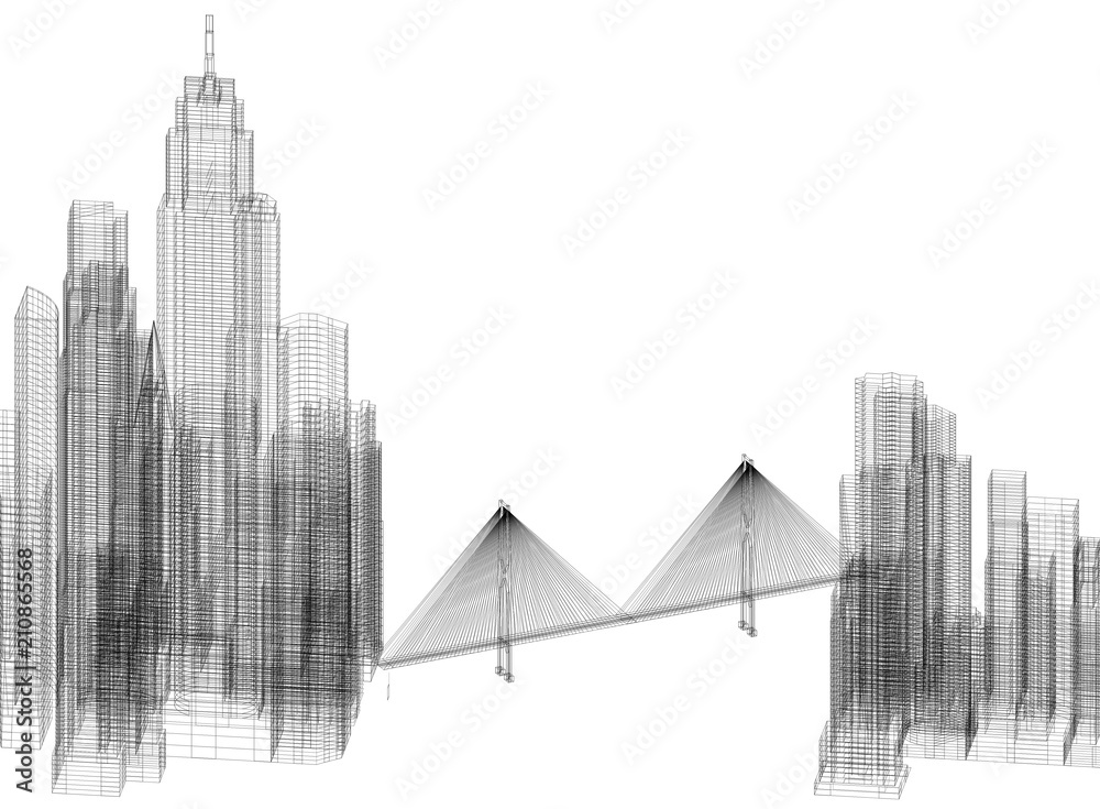 Fototapeta premium City Architect Blueprint - isolated