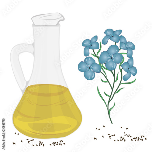Flaxseed essential oil vector illustration 