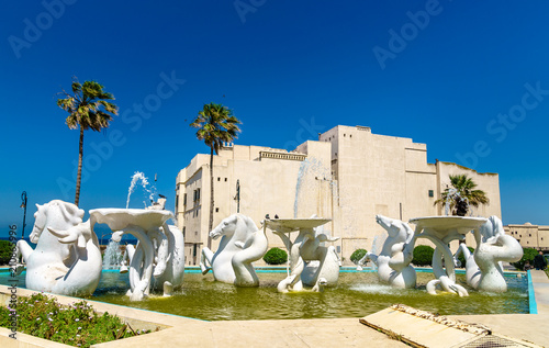 Fountain and Rais Palace in Algiers, Algeria