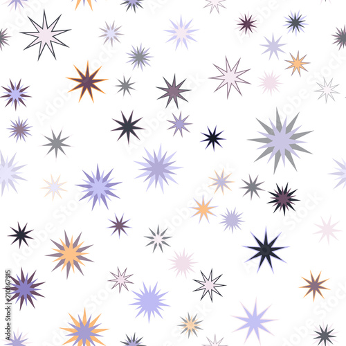 Seamless vector repetitive background with multicolored stars on white background.