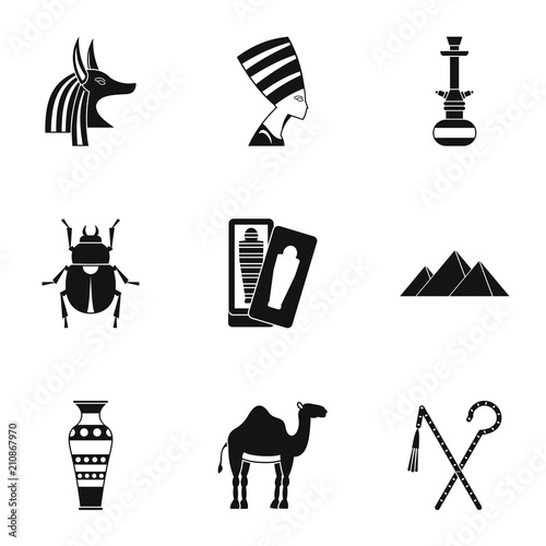 Egypt travel icons set. Simple set of 9 Egypt travel vector icons for web isolated on white background