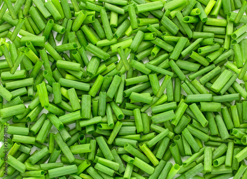 Chopped fresh green onions isolated on white background,onion background © CHALERMCHAI