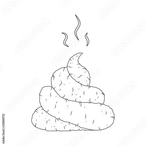 cartoon poop, shit outline isolated on white background