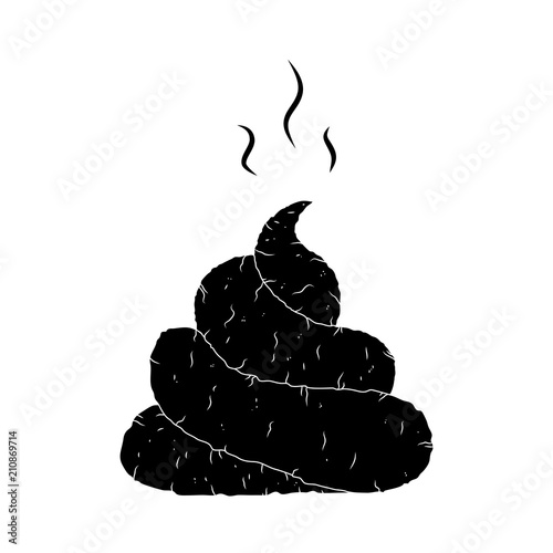 cartoon poop, shit silhouette isolated on white background