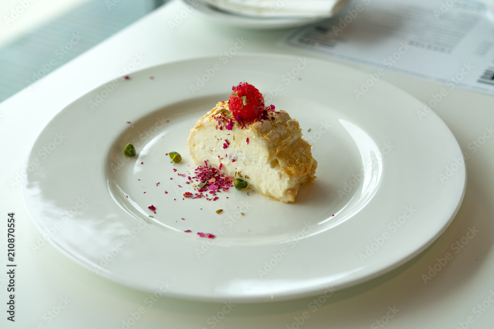 sweet dessert with raspberries sweet dessert with raspberries