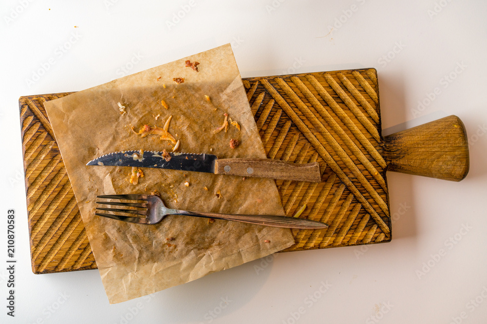dirty knife and fork after eating Stock Photo Adobe Stock