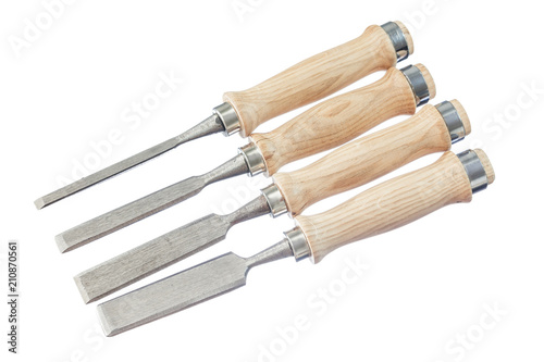 Photos Set of firmer chisels isolated on white