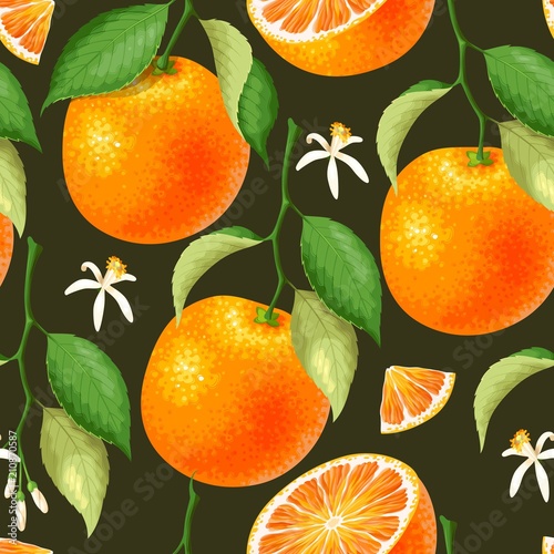 Naklejka Bezszwowy wzór z pomarańcze