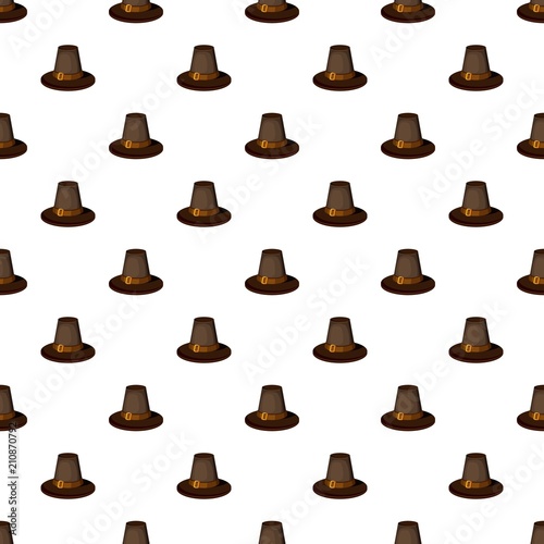 Brown hat pattern seamless repeat in cartoon style vector illustration