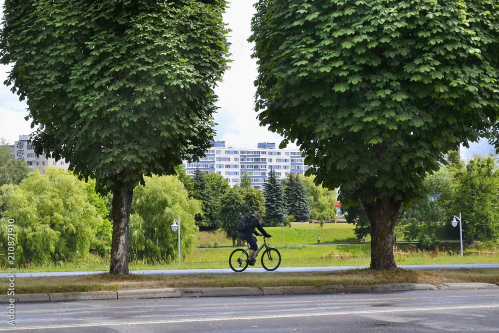 Cyclist on Proletarskaya str. in Kaliningrad