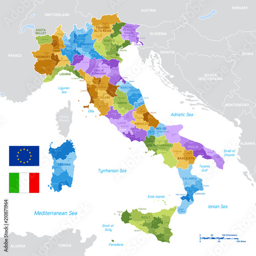 Vector Green Map of Italy