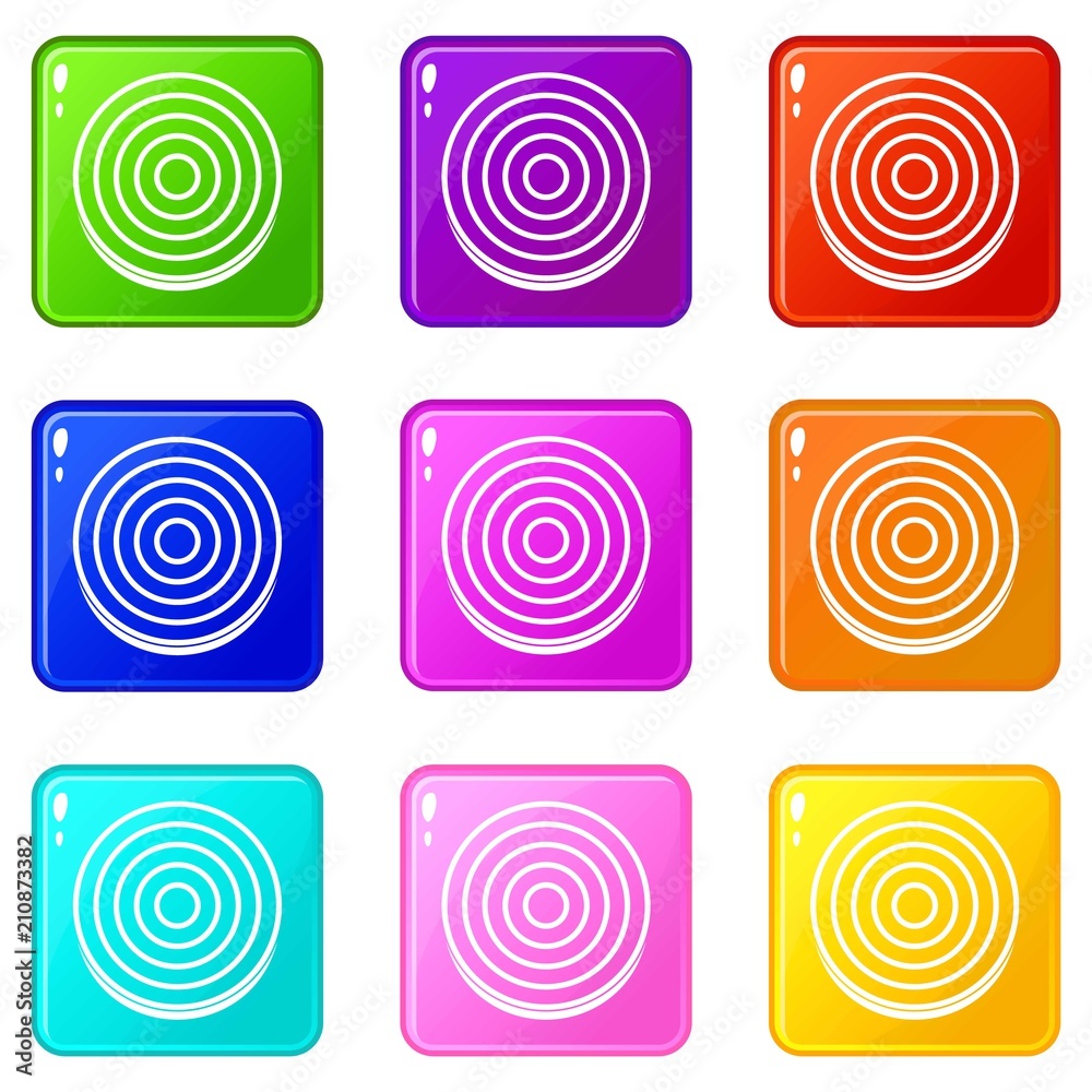 Slice of sweet onion icons of 9 color set isolated vector illustration Slice of sweet onion icons of 9 color set isolated vector illustration