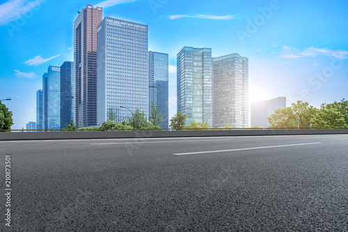 Air highway asphalt road and office building of commercial building in modern city © 昊 周