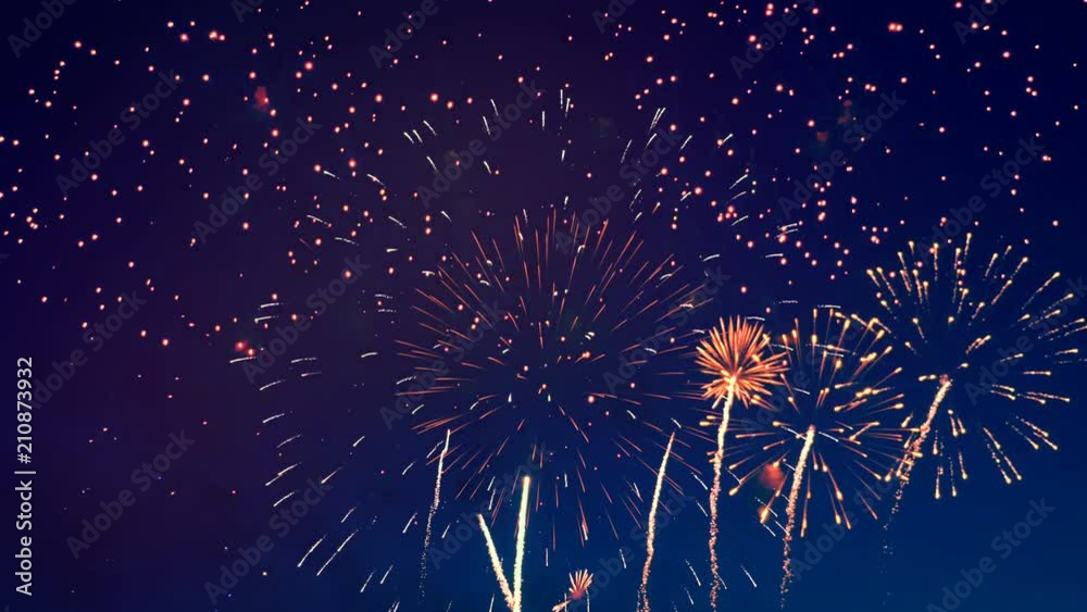 Multicolored firecrackers in the sky.