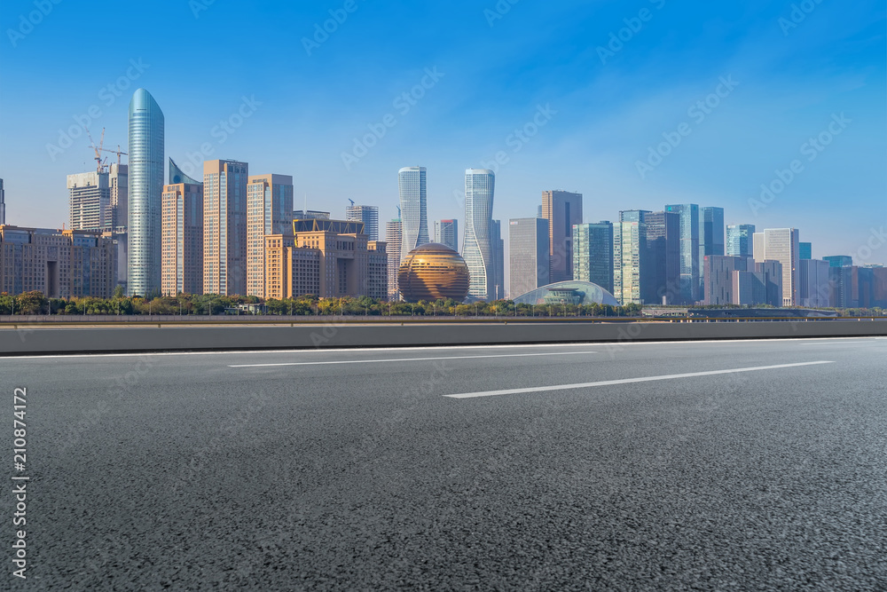 Prospects for expressway, asphalt pavement, city building commercial building, office building Prospects for expressway, asphalt pavement, city building commercial building, office building