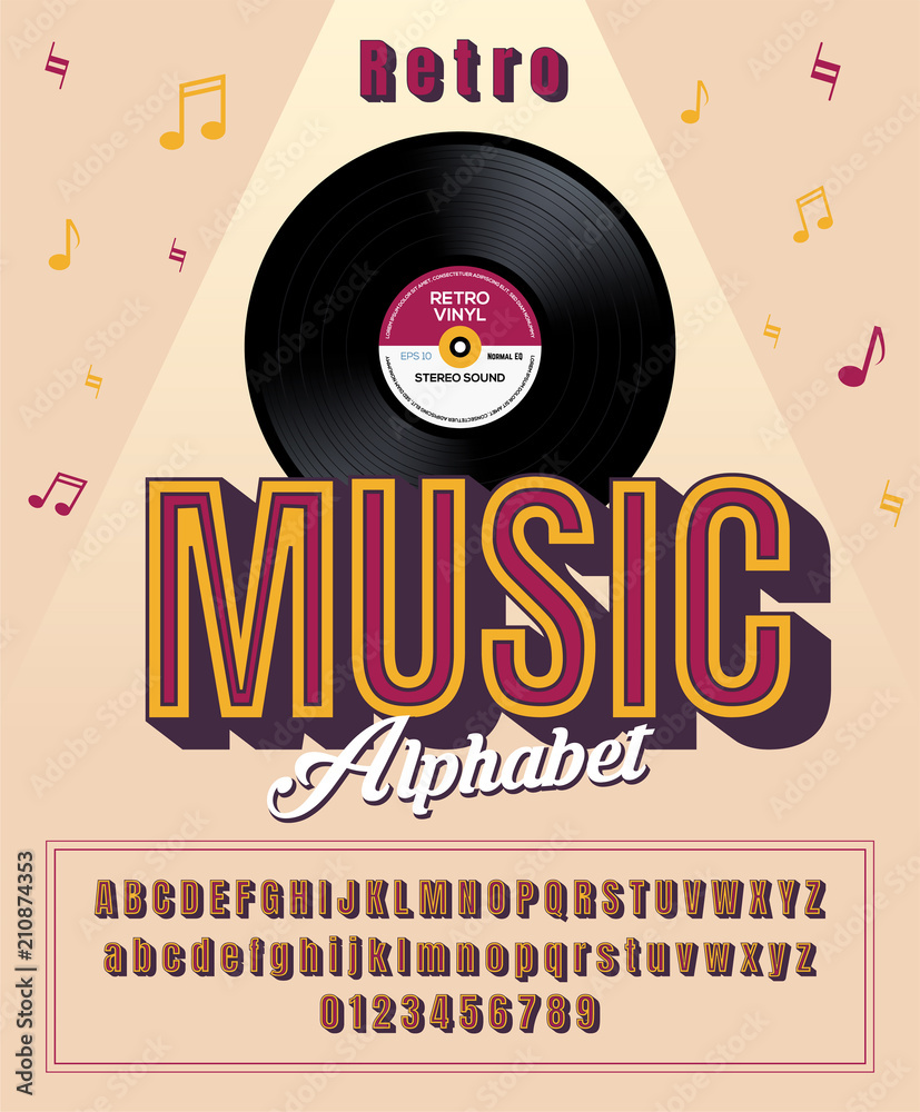 Stylized classic abstract retro alphabet and font of 80s, 90s in soft ...