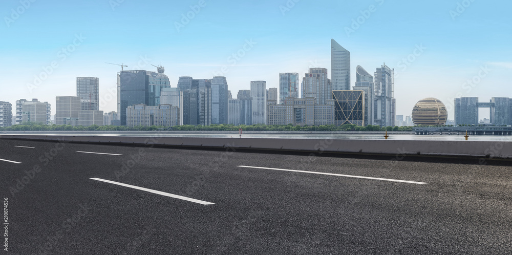 Prospects for expressway, asphalt pavement, city building commercial building, office building