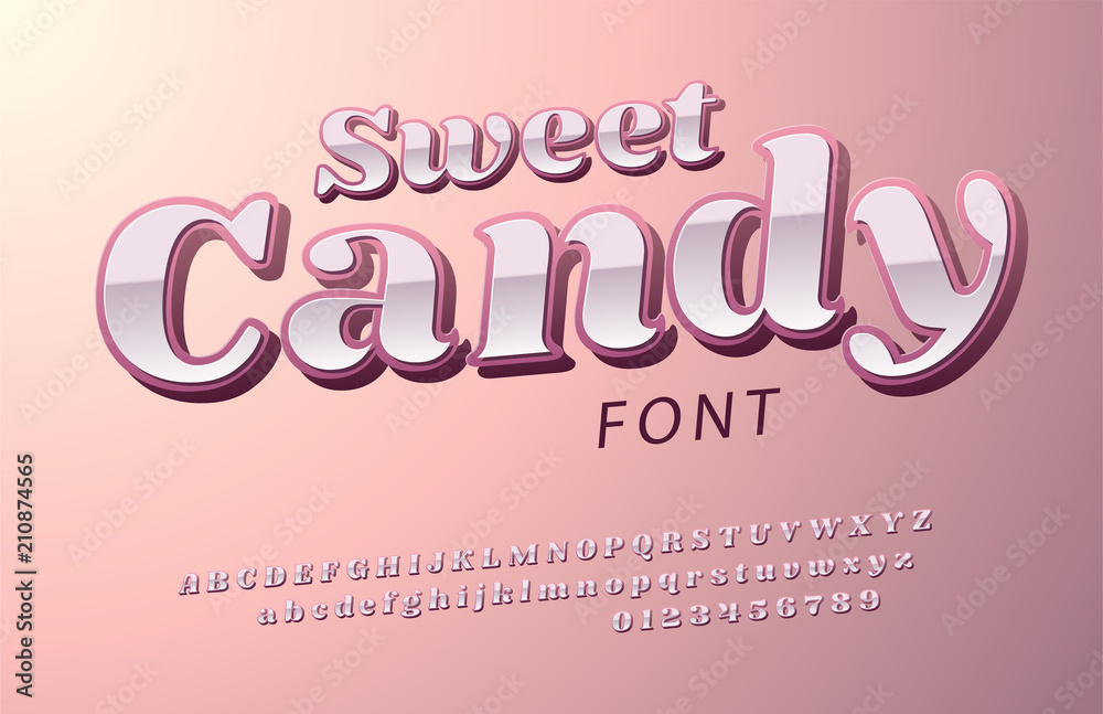 Pink glossy font, Sweet candy alphabet. Pink glossy font, Sweet candy alphabet.