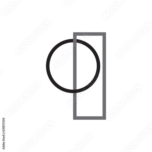 Square with Circle logo line art vector design, square with CD letter logo