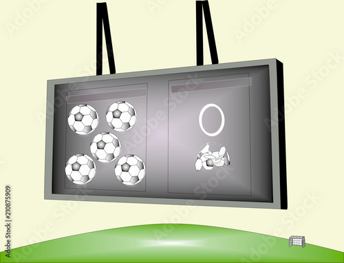 Football match on the scoreboard