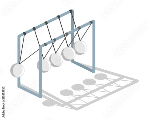 Isometric 3D vector illustration concept pendulum. The movement of balls.