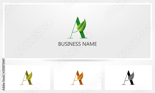 Letter A Leaf Sprout Logo 