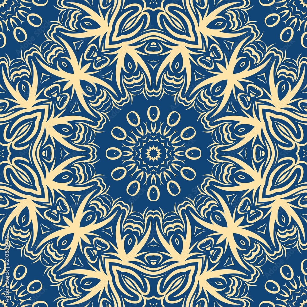 Decorative wallpaper for interior design. Modern geometric floral ornament. Seamless vector illustration