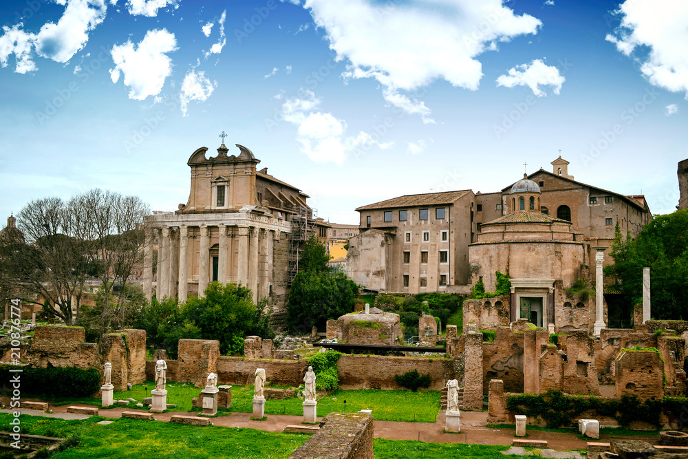 Ancient Roman ruins in Rome, Italy
