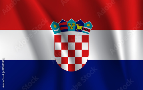 Realistic waving flag of the CROATIA,Fabric textured flowing flag, 