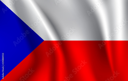  Czech Republic flag blowing in the wind.