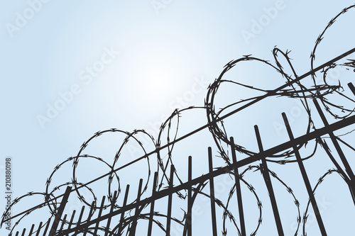 vector no entry barbed stainless steel wire fence silhouette 