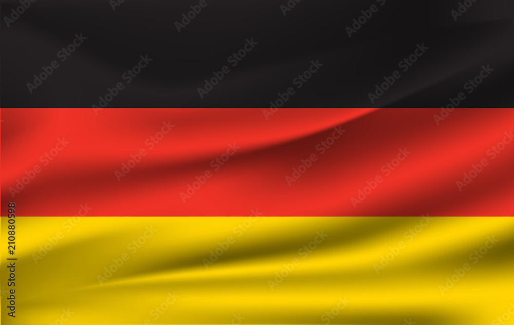 The national flag of Germany. The symbol of the state on wavy silk fabric. Realistic illustration. The national flag of Germany. The symbol of the state on wavy silk fabric. Realistic illustration.