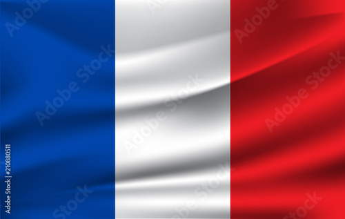 Waving flag of France. illustration of 3D icon with red, white and blue colors.
