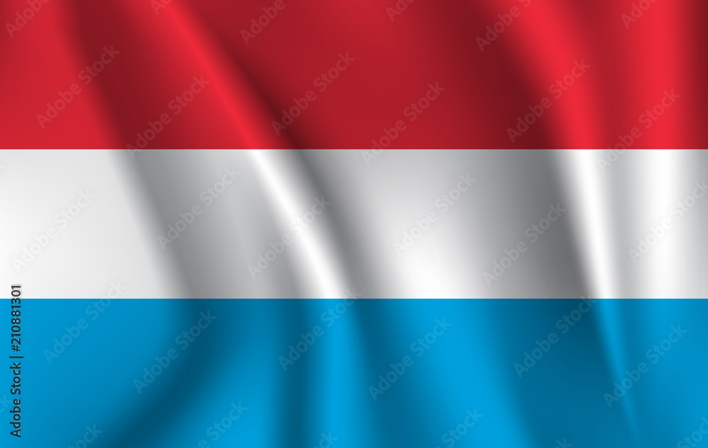 Illustration of waving flag of Luxemburg, isolated flag icon, EPS 10 contains transparency.