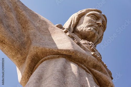 Statue Cristo Rei in lisbon - close-up of face.