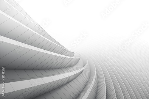 Abstract 3d Curved Background with line. Circular Shapes Modern minimalistic Design. White smooth geometric. 3d Rendering