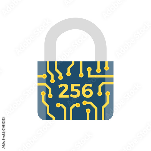 SHA 256 Concept Flat Related Vector Icon. Isolated on White Background.