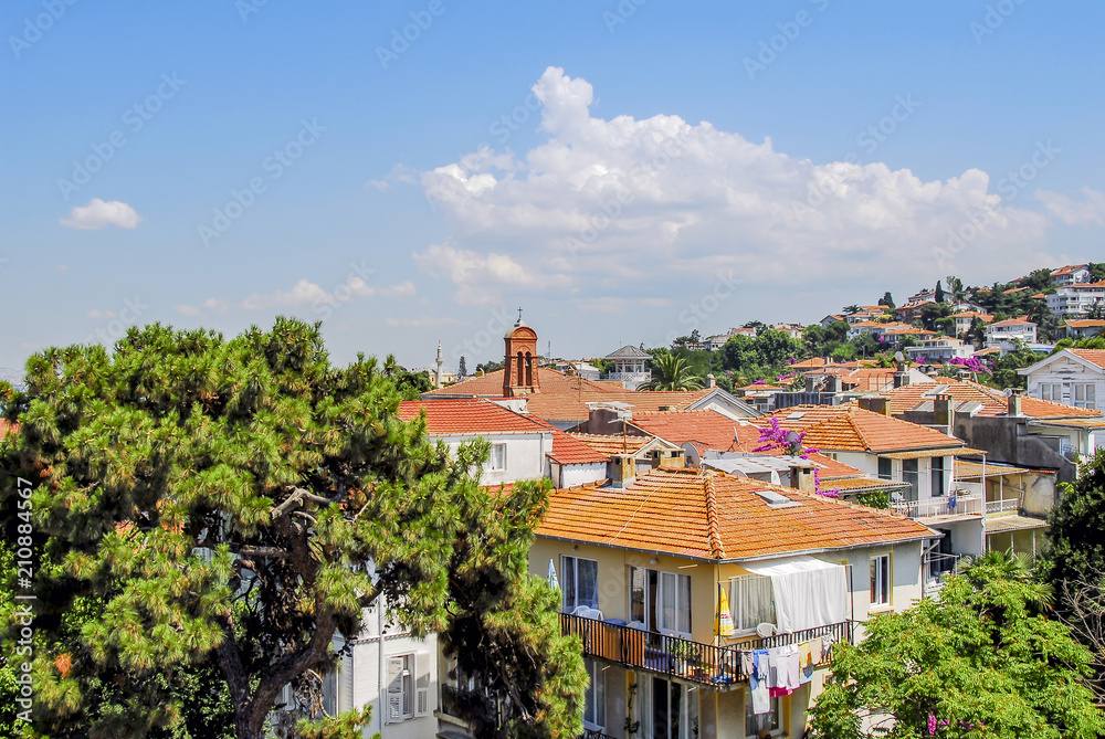 Istanbul, Turkey, 23 July 2011: Homes of Buyukada, Princes Islands district of Istanbul