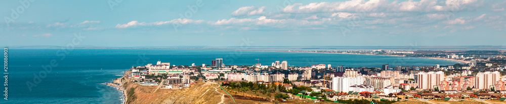 black sea, view of the city, mountains, anapa, Krasnodar Territory, resort, Russia, nature, blue sky, banner