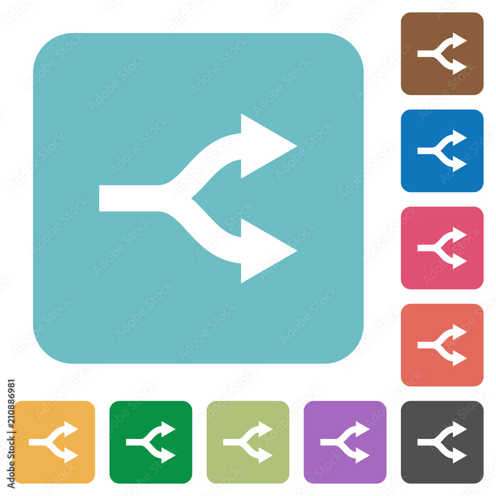 Split arrows rounded square flat icons Split arrows rounded square flat icons